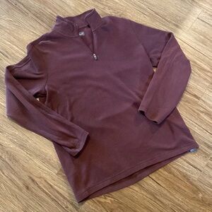 Eddie Bauer Sweater Mens LT Maroon Knit Pullover 1/4 Zip Outdoors Casual Classic